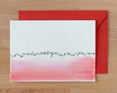 squiggly line ombre personalized note card set