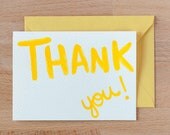 bright yellow thank you blank card