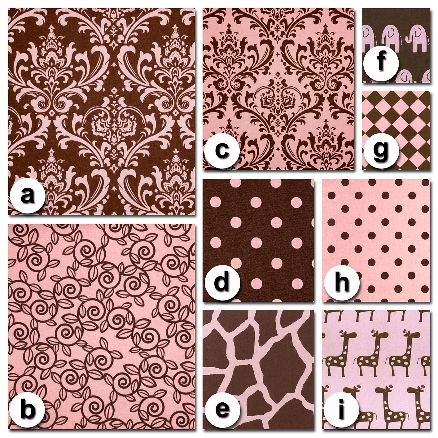 Custom Crib Bedding You Design   Bumper and Bedskirt in Chocolate and PInk