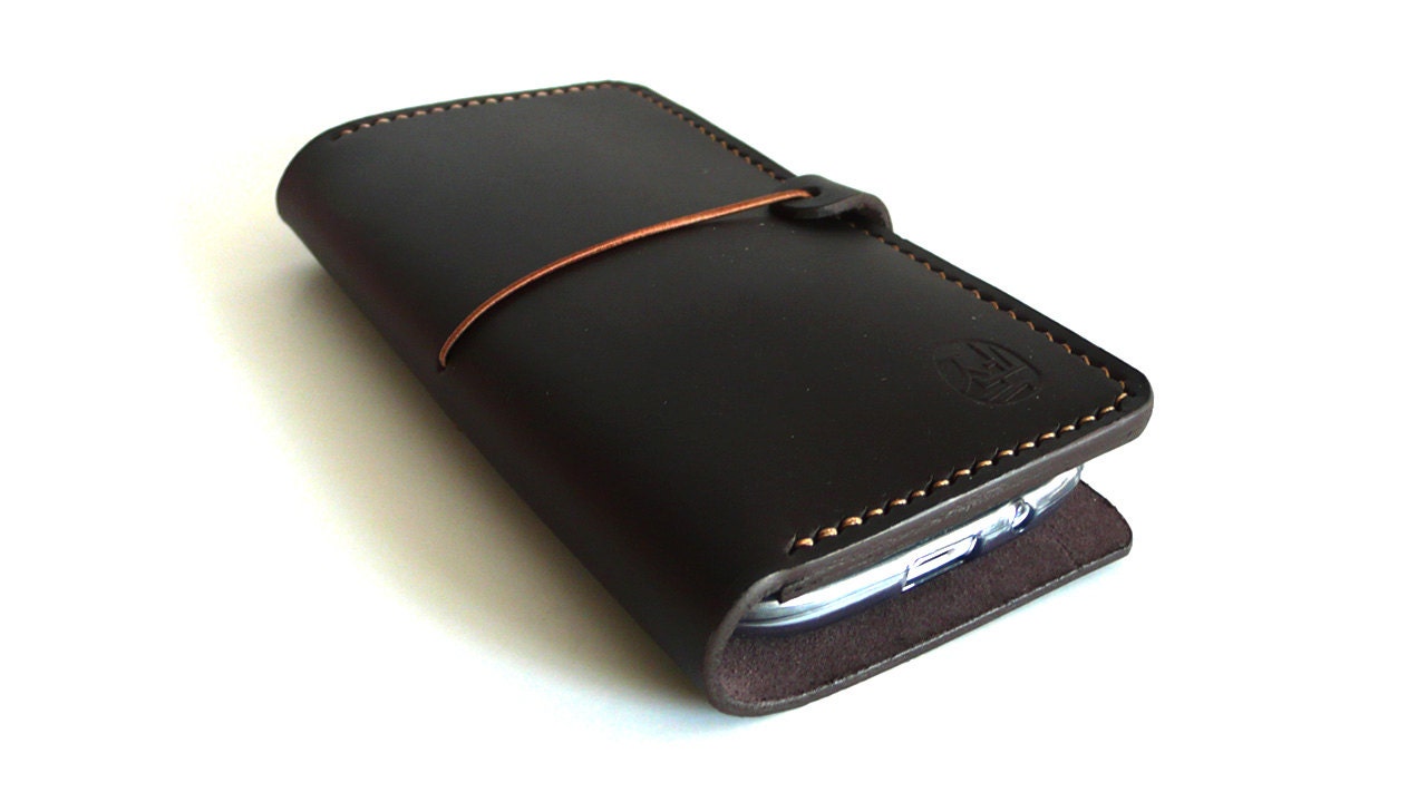 Hand stitched Wallet for Samsung Galaxy S3 / S4 (Dark Chocolate)