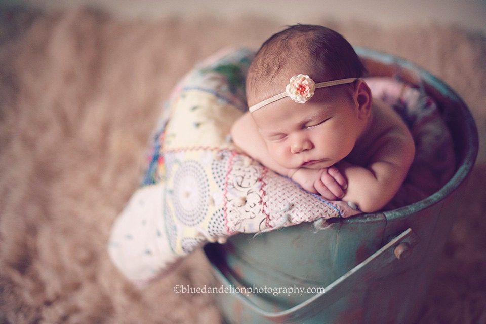 Mini Creamy Pink and Yellow Flower Headband