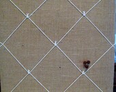 Country Chic Burlap Memo Board, Memory, Bulletin Board, tack board, with 5 nautical knots