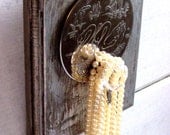 Display rack, Necklace holder, jewelry display holder, silver swan with a cabinet knob center