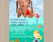 Mermaid Birthday Party Photo Invitations - Under the Sea