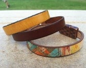 Italian Leather Bracelet - brown, yellow, orange, blue - for Charity