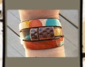 Triple Wrap Leather Bracelet - Italian leather - for CHARITY - blue, teal, yellow, mustard, pink, orange, copper
