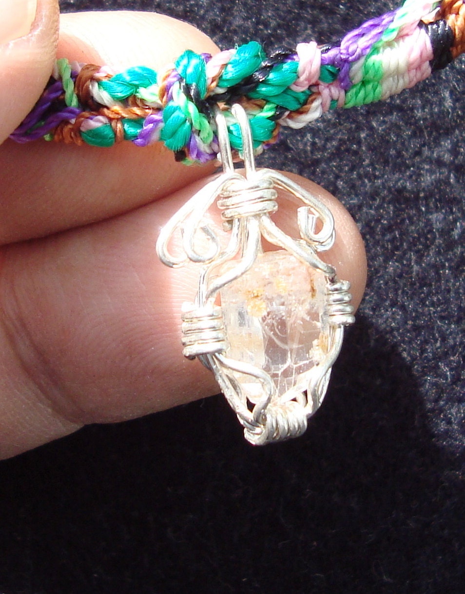 Mexican jewelry macrame choker with genuine crystal Topaz