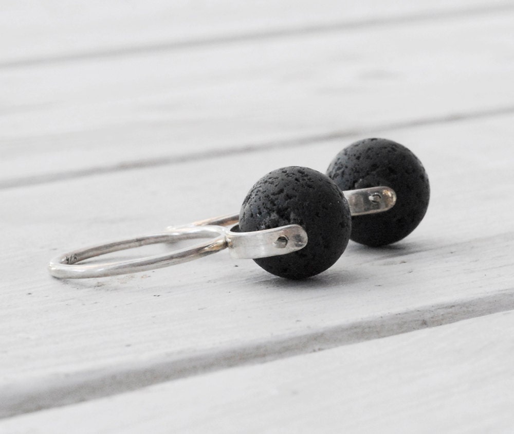 Black Lava Rock Santorini Ring - Sterling Silver Ring - Geometric Eccentric Ring - Wearable Art - Black Jewel - Architectural Ring