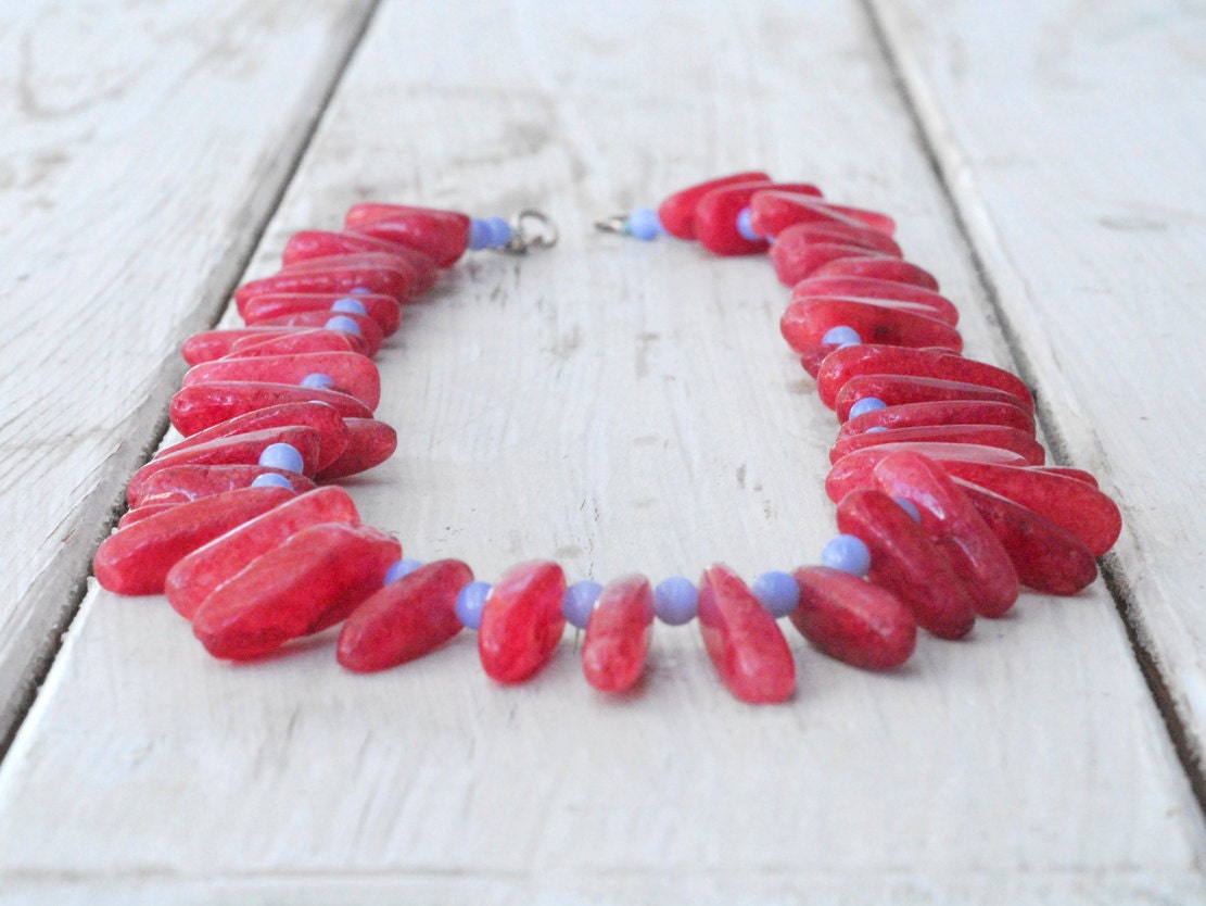 Hot Pink Necklace, Candy Pink and Blue Jewelry, Boho Chic Rustic Jewelry, Fuchsia Pink, Asymetrical Bohemian, Spring Fashion 2013
