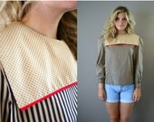 Vintage 70s Striped Sailor Blouse