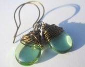 Peridot Earrings Drop Earrings Green Earrings Wire Wrapped Earrings Birthstone Earrings Wire Wrapped Tear Drops Birthstone Jewelry