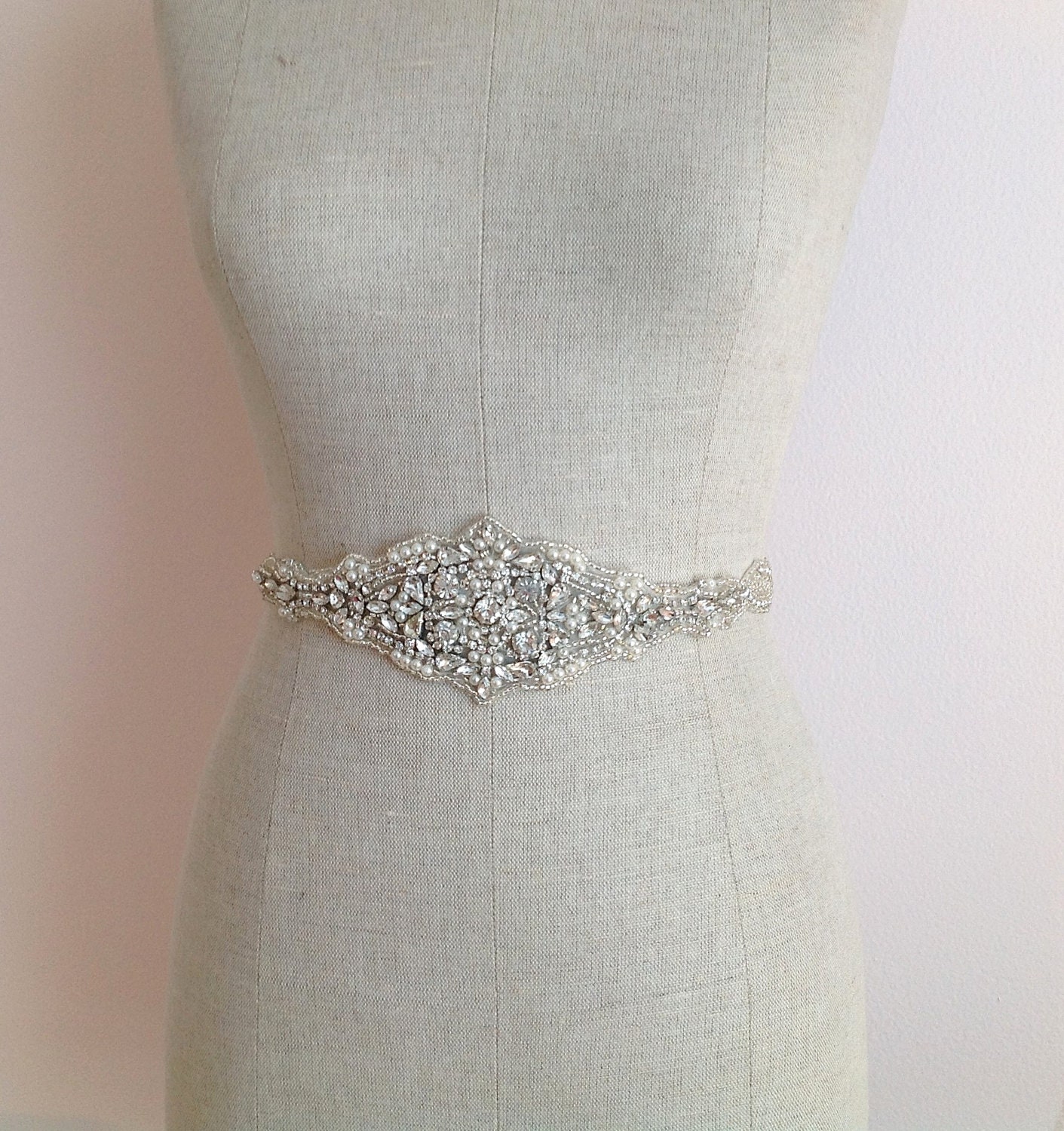 Crystal and Lux Satin Bridal Sash "The Laudre"