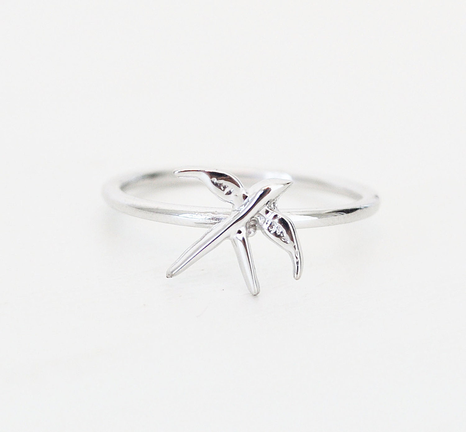 Little migrating swallow ring-sterling silver-FREE SHIPPING
