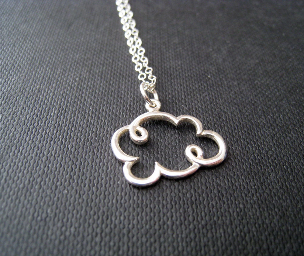 Silver cloud necklace, sterling silver cloud charm, sky, nature jewelry, Nymetals