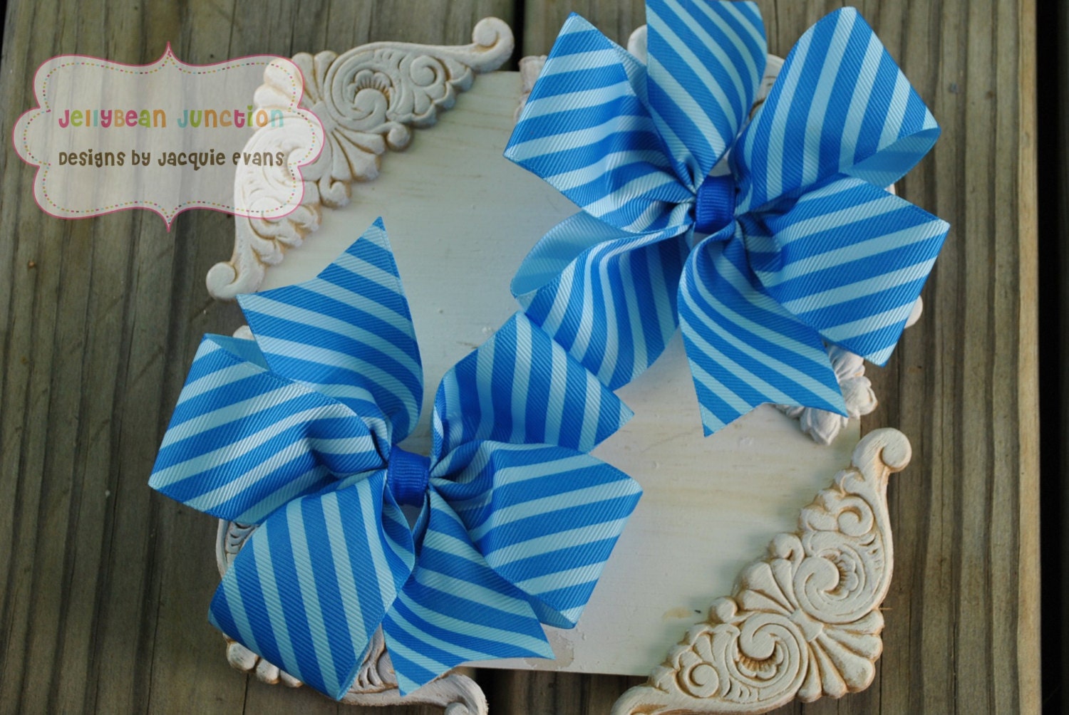 Pigtail Bow Boutique Set - OCEAN PLAY -  Large Boutique Bows