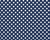 Navy and White Small Polka Dot Cotton For Riley Blake, 1 Yard