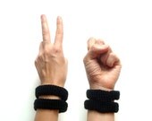 Black bracelet - crocheted spring fashion - vegan acrylic - Ready Handmade by dslookkin on Etsy