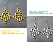 Peacock Teardrop Earrings, Modern, Casual, bridal party gift