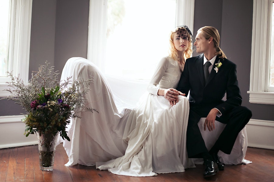 Black Lace Statement Birdcage Veil