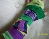 Where is Thumbkin... eco friendly patchwork layered finger and thumbless gloves by Claudia Fill