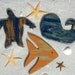 5 Piece Nautical Set, Beach-y Decor, Up Cycled Wood, Sea Turtle, Angel Fish, Whale And Anchors