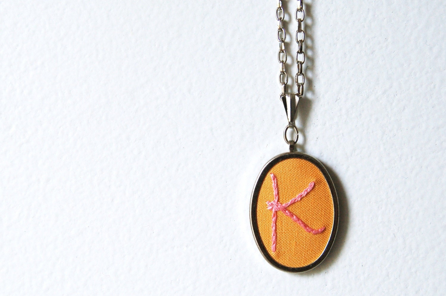 Initial Necklace. Embroidered, Personalized for Mother's Day. Textile Pendant. Design Your Own. Handmade. by merriweathercouncil on Etsy