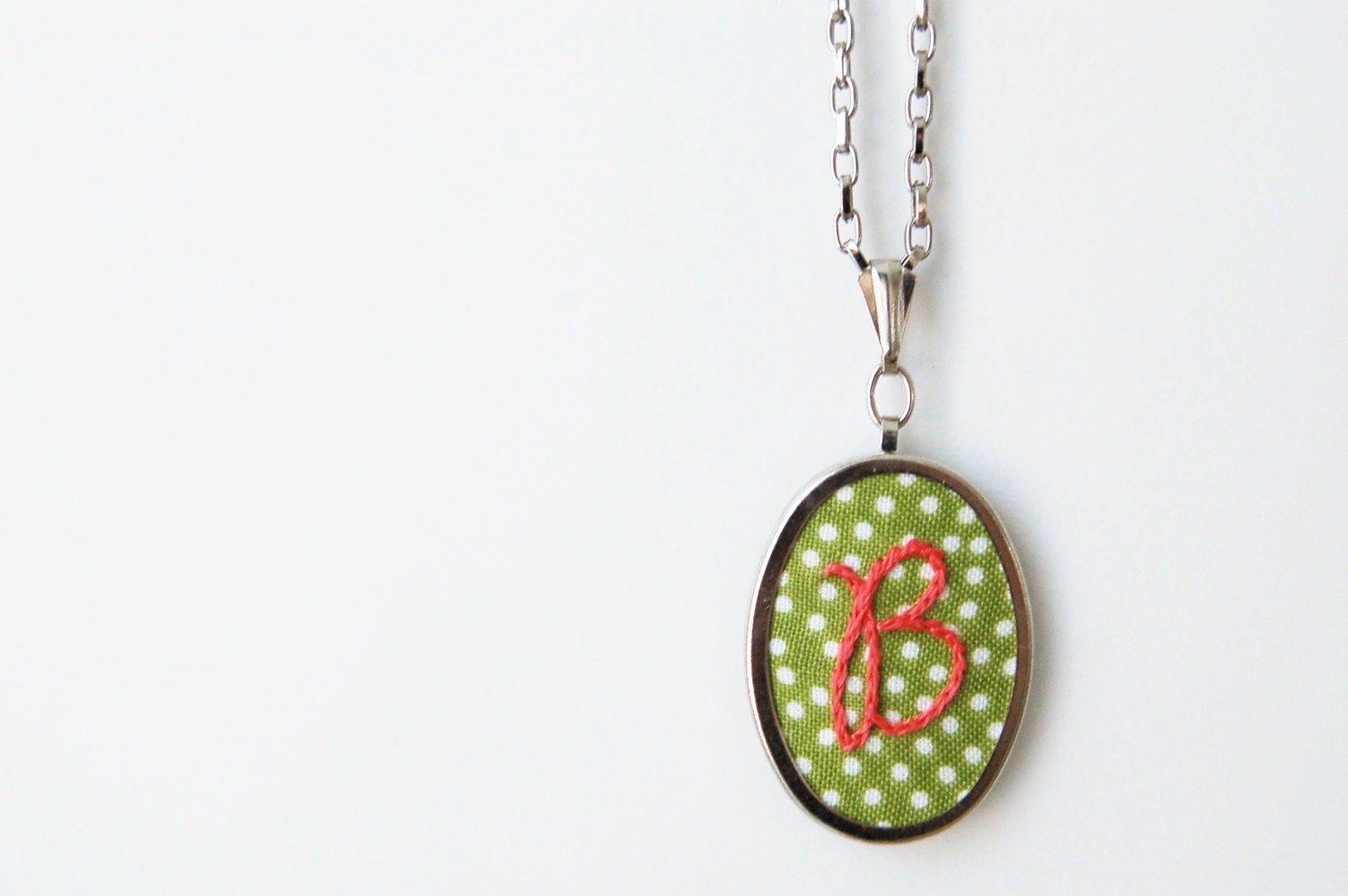 Polka Dot Initial Necklace. Hand Sewn Fabric Pendant. Design Your Own by Merriweather Council on Etsy