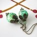 Vintage Lemon Yellow-Green Crackle Glass Beaded Bronze earrings