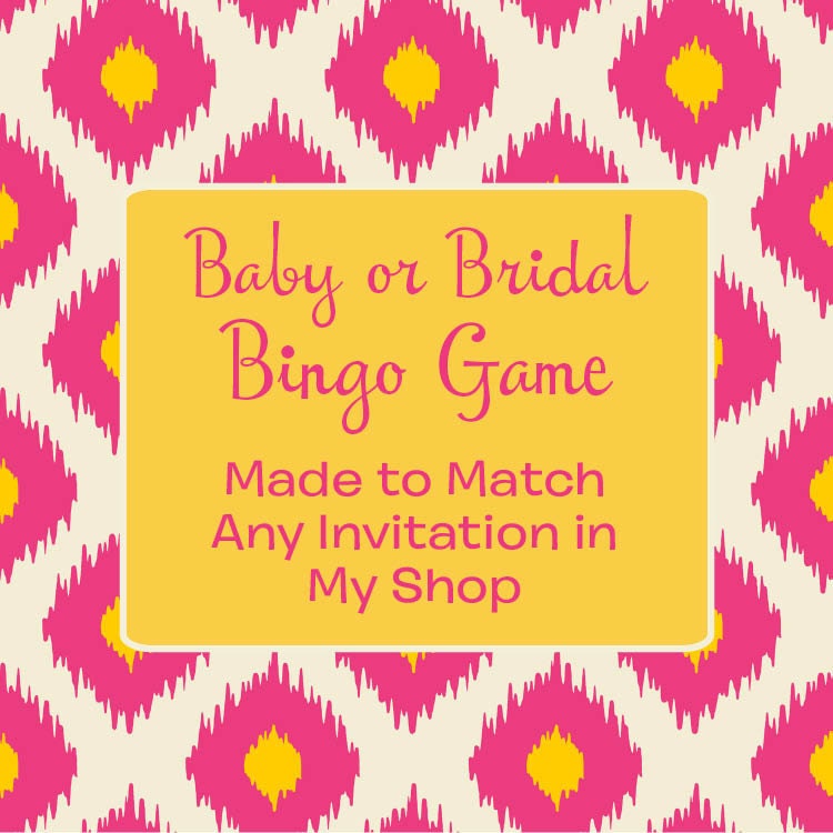 Made to Match Any Invitation in My Shop Printable Baby or Bridal Bingo Game