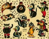 Cartoon Porkchop Tattoo Flash