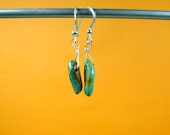 Earthy orange Turquoise green and blue dagger simple earrings dangle silver