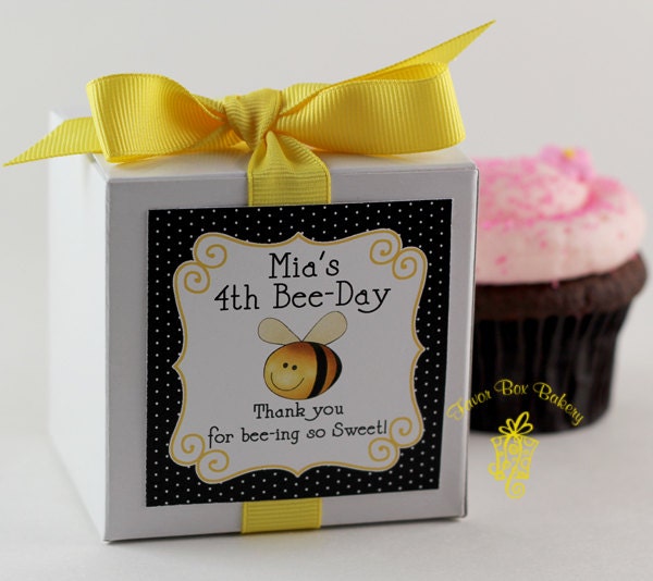 Happy Bee-Day...One Dozen Personalized Cupcake Mix Party Favors