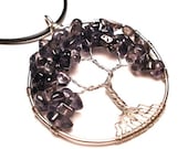 Water Sapphire (Iolite) Tree of Life Pendant in Silver- Mind