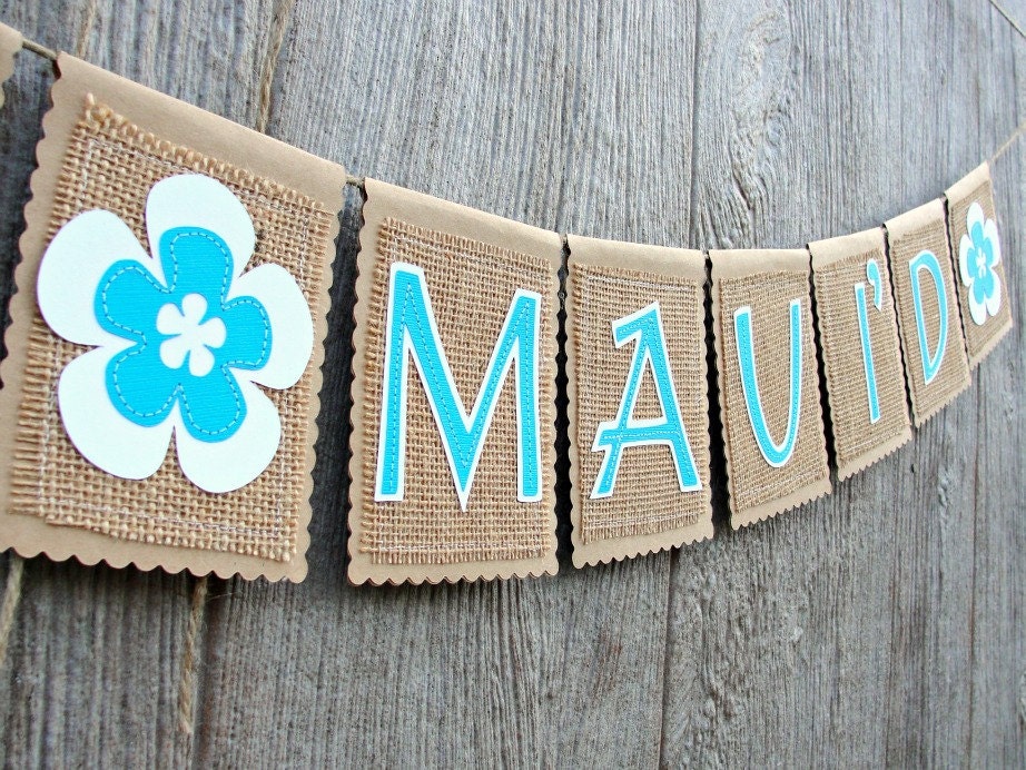 Wedding Garland Destination Wedding Garland JUST MAUI'D Tropical Hawaiian Beach Burlap Banner with Flowers