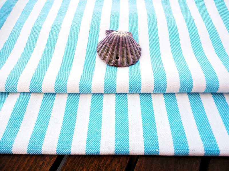 Turquoise Set of 2  Natural Cotton Kitchen and  Dish Towels  ...Ready to Ship