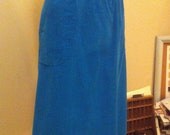 Vintage Teal Corduroy Skirt, size Large, 1980's
