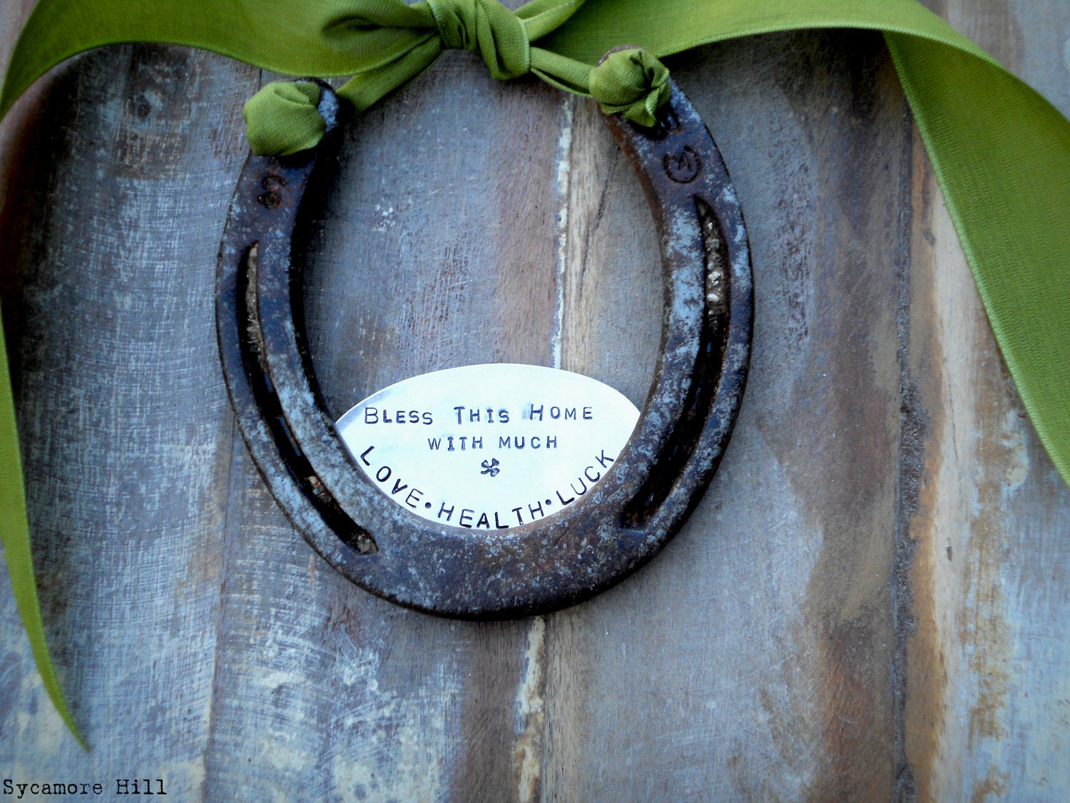 The Shamrock Love and Luck Horseshoe - Traditional Symbol of Good Luck Handmade Original by Sycamore Hill