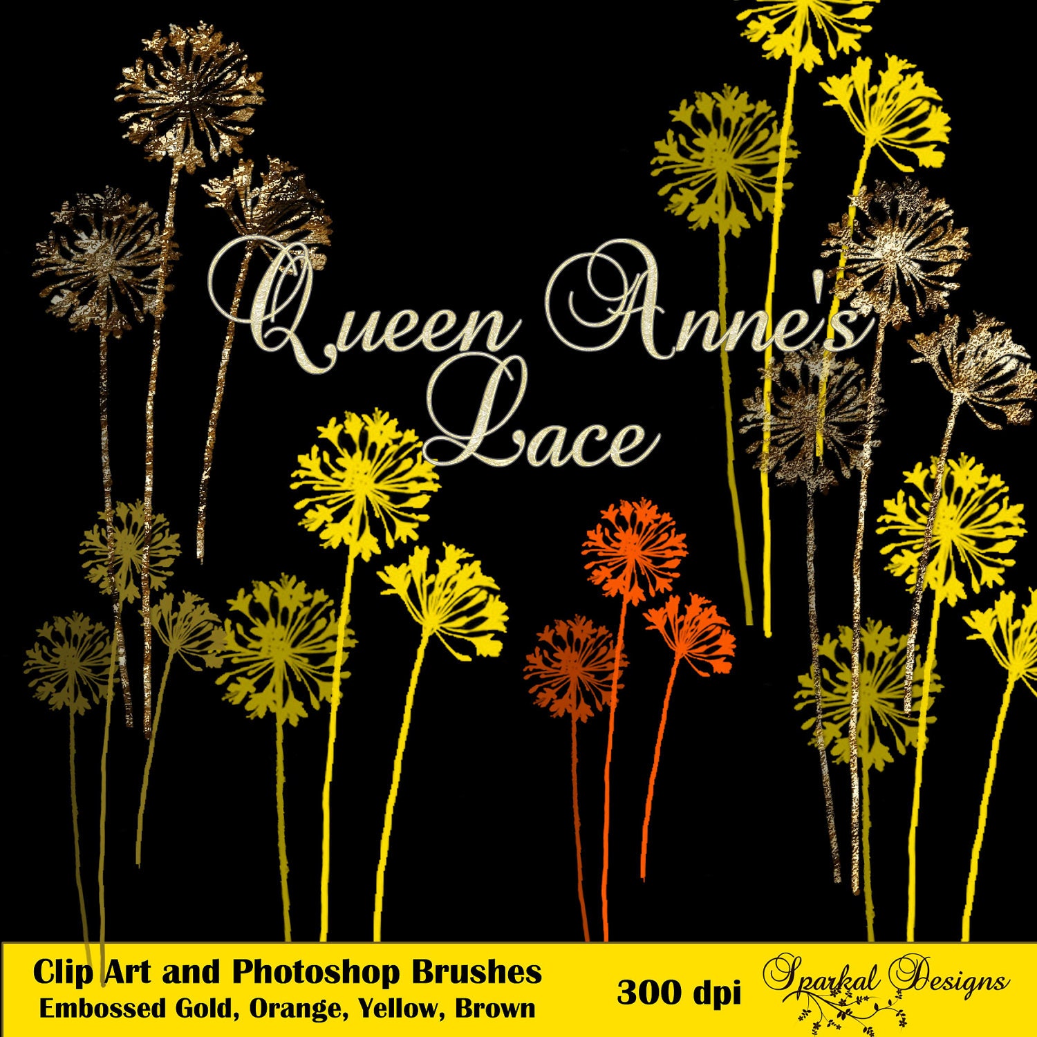Photoshop Brush Vintage Queen Annes Instant Download Lace Wedding Digital Scrapbooking Flourish, Embossed Gold and Clip Art L1511 Il_570xn