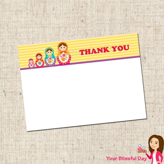 PRINTABLE Matryoshka Doll Thank You Cards Il_570xn