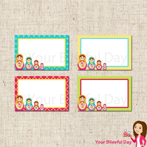 PRINTABLE Matryoshka Doll Label Tents Il_570xn