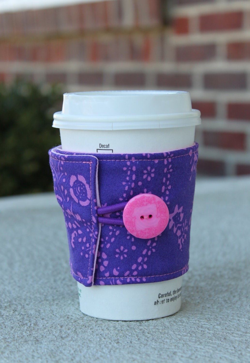 Coffee Cup Cozy / Reusable Coffee Sleeve - Honey Child by Jennifer Paganelli - Purple and Pink Floral