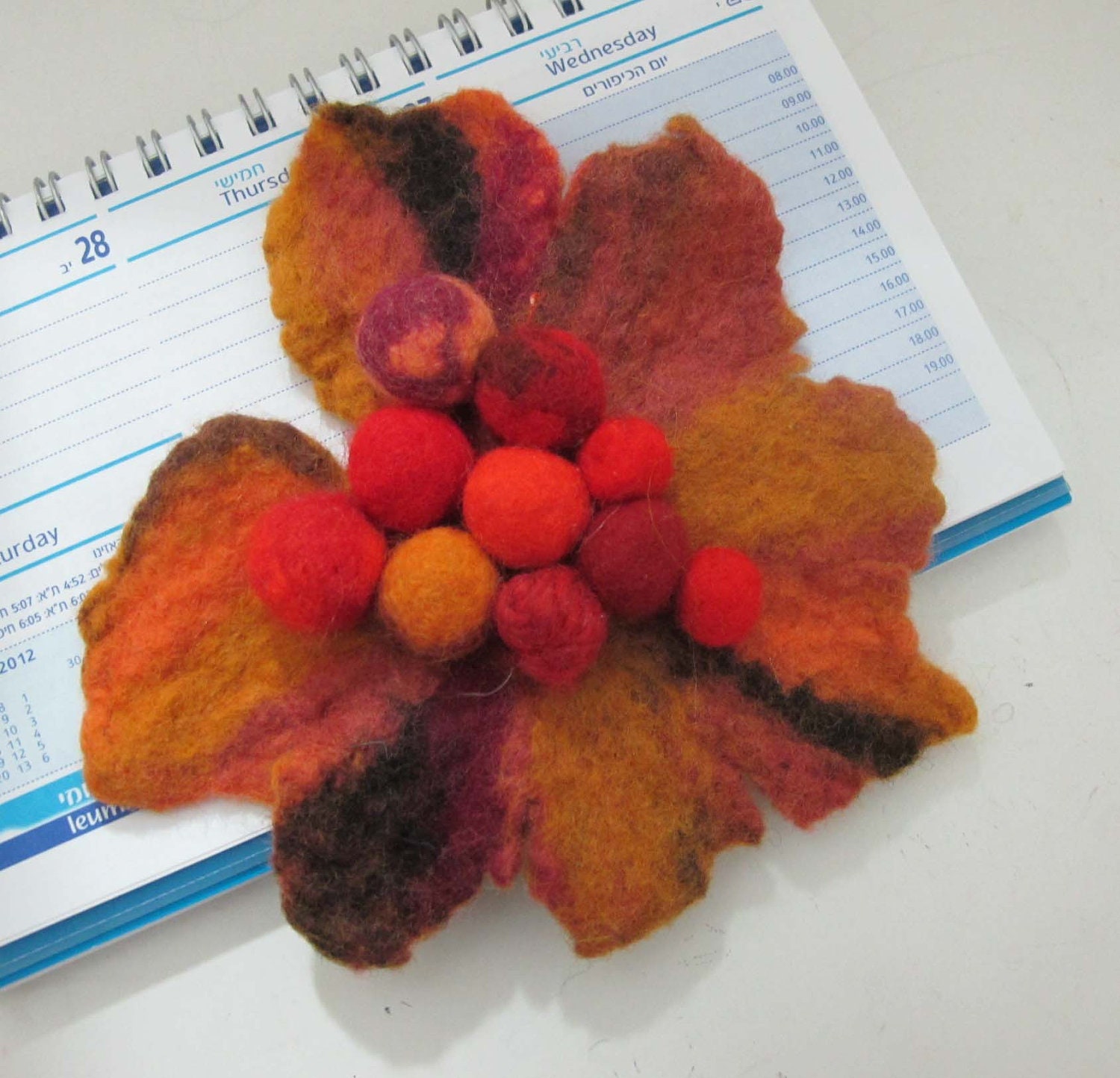 Felted brooch Autumn  Feminine Gift For Her,  eco friendly for women OOAK handmade accessories