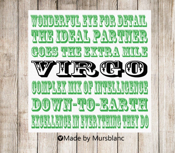 Zodiac Print " Virgo " Typography Art Print. Horoscope. Birthday Print. September Birthday. August. Fall