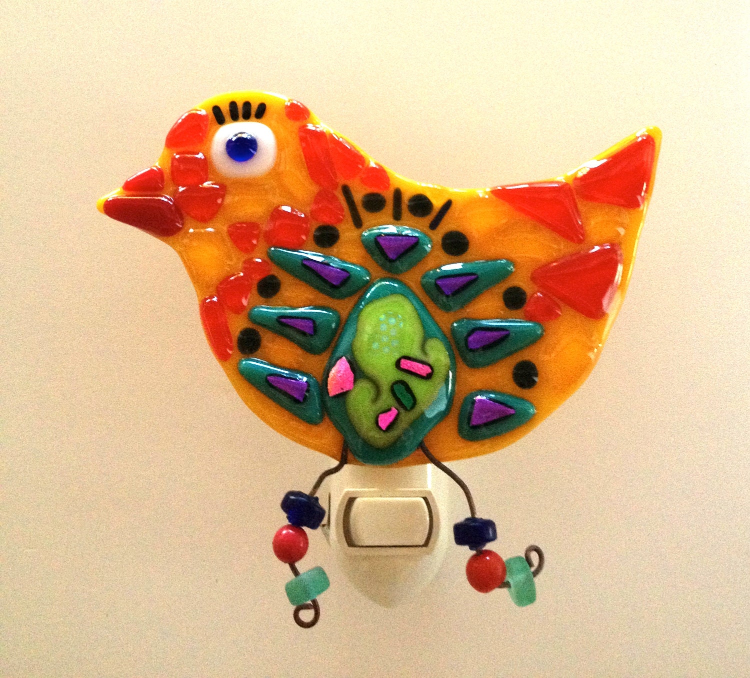 Yellow Bird Fused Glass Night lIght