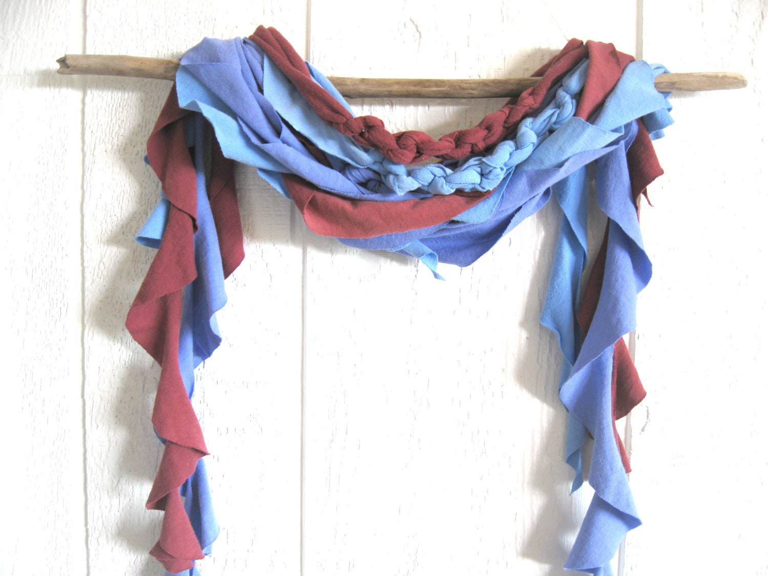 Eco Friendly. Upcycled T-Shirt. Earth Day. Spring. Fashion. Farmers Market. Fresh. Berry. Blue. Scarf Set. Mothers Day. Gift Idea.