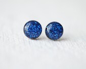 FREE WORLDWIDE SHIPPING - Saphire Blue Glitter Stud Earrings