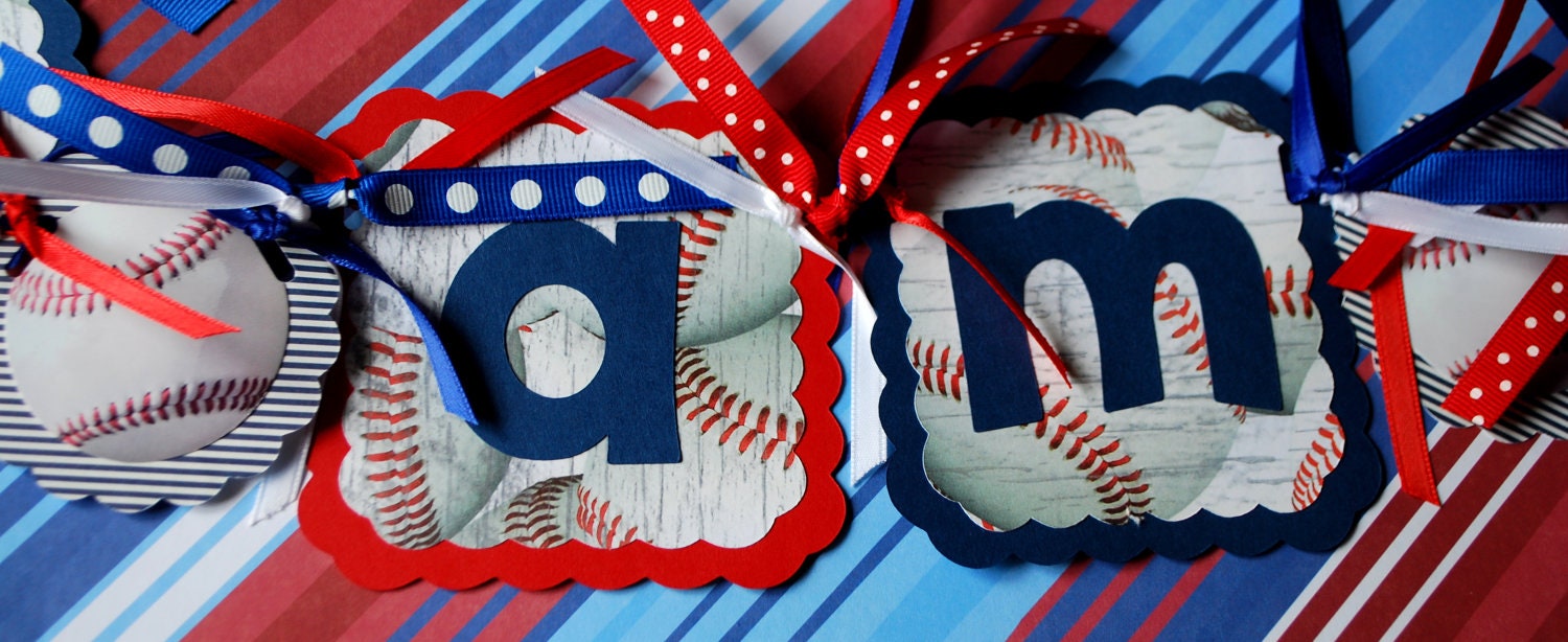 Baseball Themed High Chair Banner - Custom Colors Available