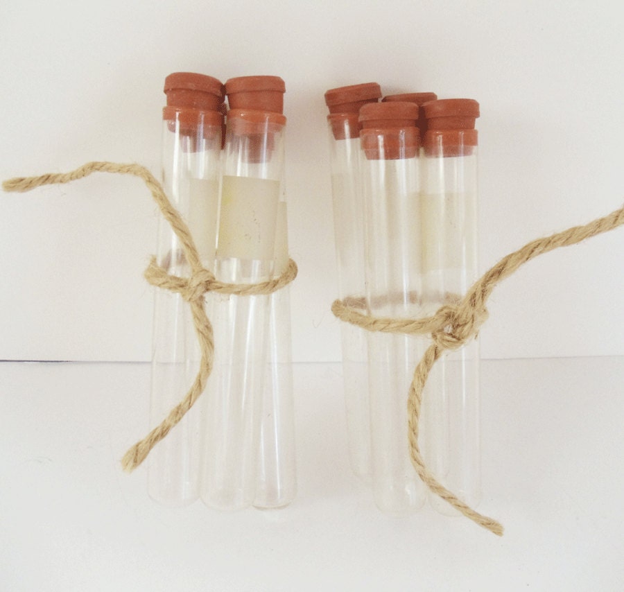 8 Vintage Glass Test Tubes with Rubber Stopper - Bead Container - Flower Vial - Storage