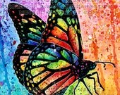 HALF OFF - Today only - Art Print Butterfly Rainbow Pop Art Splatter Portrait 8x10