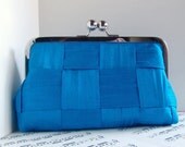 Azure blue clutch purse, Evening bag clutch, Formal purse